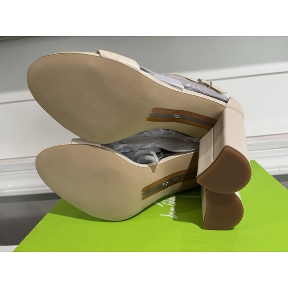 Sam Edelman Women's Yaro Block Heel Sandals Ivory Leather Size US 9 - Picture 4 of 7